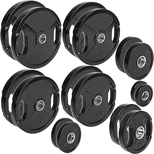 C.P. Sports Olympiascheiben gummiert 1 Paar Hantelscheiben Ø 50/51mm, 1 Paar 0,5kg - 30 kg Hantelscheibe, Bumper Plates, Gewichte für Langhantel mit Grifflöchern (1,25 kg) von C.P.Sports