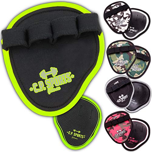 C.P. Sports Power Grips, Grip Pads, Griffpads, Griffpolster Ideal für Bodybuilding, Fitness & Kraftsport Griffpads, Powerpad mit Fingerschlaufen – 1x Paar Neongelb von C.P.Sports