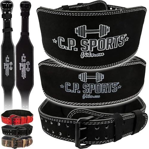 C.P. Sports Trainingsgürtel/Gewichtheber Gürtel Leder | Standard oder extra breit | Herren & Damen | für Kraftsport, Bodybuilding, Fitness | Schwarz M = 75-100 cm von C.P.Sports