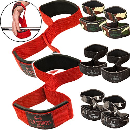 C.P. Sports Zughilfen Krafttraining, Bodybuilding - Fitness, Gewichthebens 2er Schlaufen, Double Loop, Lifting Straps, Kreuzheben, Cross (Camo-Weiß) von C.P.Sports