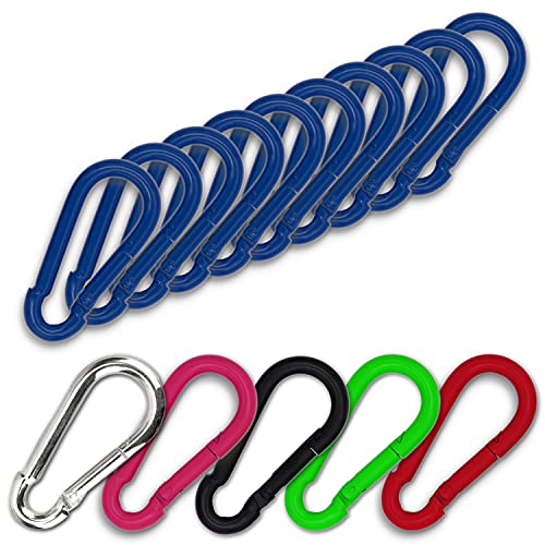 C.P.Sports 10x Karabinerhaken 80mm x 8mm | Stahl verzinkt, belastbar bis 250kg | robuste Karabiner Haken für Sport, Camping, Outdoor, Hobby, Freizeit oder Schlüsselanhänger | 10er Pack BLAU von C.P.Sports