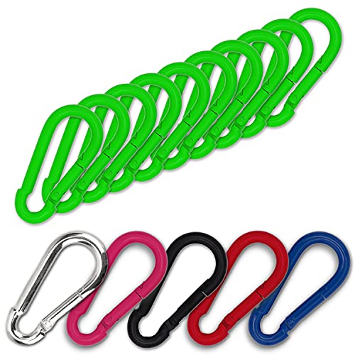 C.P.Sports 10x Karabinerhaken 80mm x 8mm | Stahl verzinkt, belastbar bis 250kg | robuste Karabiner Haken für Sport, Camping, Outdoor, Hobby, Freizeit oder Schlüsselanhänger | 10er Pack GRÜN von C.P.Sports