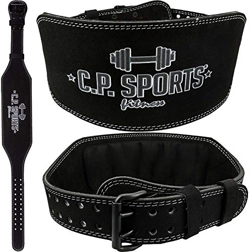 C.P.Sports Gewichthebergürtel Komfort - extra breit - schwarz und rot Kraftsport, Bodybuilding, Fitnesstraining - stapazierfähiges und weiches Amara - extra breit (Schwarz, L = 81-107cm) von C.P.Sports