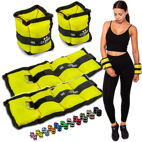 C.P.Sports Gewichtsmanschetten Paare für Hand- & Fußgelenke | Gewichte für Arme & Beine | 0,5KG bis 8KG | Ankle Weights für Fitness, Joggen, Ausdauer, Krafttraining |2x 1,0 KG von C.P.Sports