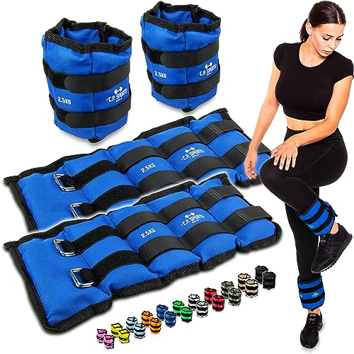 C.P.Sports Gewichtsmanschetten Paare für Hand- & Fußgelenke | Gewichte für Arme & Beine | 0,5KG bis 8KG | Ankle Weights für Fitness, Joggen, Ausdauer, Krafttraining |2x 2,5 KG von C.P.Sports