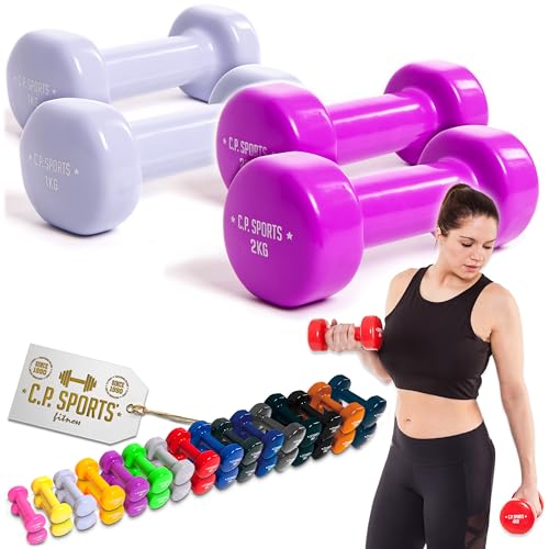 C.P.Sports Gymnastikhanteln | Kurzhanteln 2er Set - Gewichte von 0,5kg bis 12kg | Hanteln für Damen & Herren | Hantelset für Sport, Fitness, Kraftraining, Workout, Home Gym | 1+2 KG - Paare von C.P.Sports