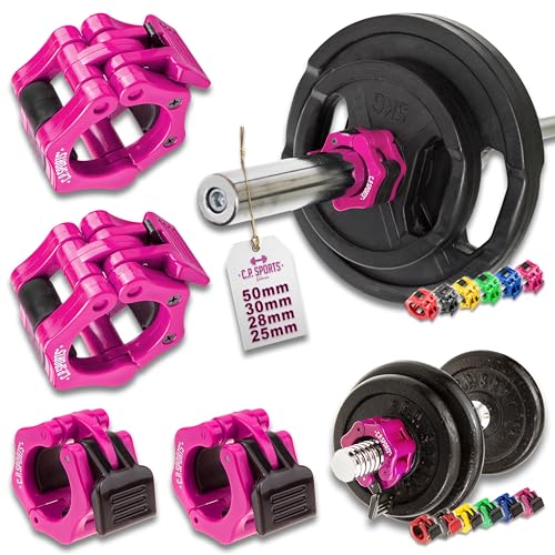 C.P. Sports Schnellverschluss für Hanteln 25 mm I praktischer Hantelverschluss mit Einhandmontage für sicheres Training & schnellen Scheibenwechsel I robuste Kunststoff-Hantelklemme, pink von C.P.Sports