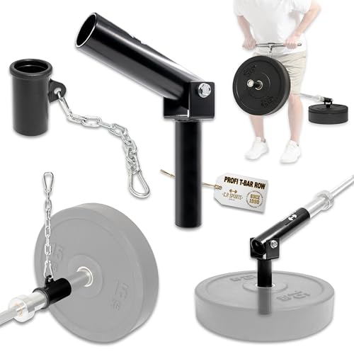 C.P.Sports T-Bar Row Set – Landmine Plattform Halterung + Hülse mit Kette für Griffe – Stahl | für 50mm Hantelstangen + Gewichte | T Bar Rudern für Fitness, Krafttraining & Bodybuilding von C.P.Sports