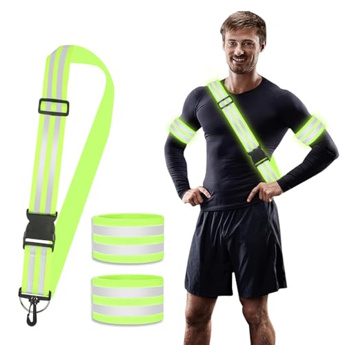 CAINCAY Reflektor Gürtel, Reflektorgurt mit 2er Reflektierende Sicherheits Armband, Einstellbar Reflektorbänder mit Karabinerhaken Elastische Reflektierendes Armbands für Fahrrad Wandern Laufen CAINCAY Reflektor Gürtel, Reflektorgurt mit 2er Reflektierende Sicherheits Armband, Einstellbar Reflektorbänder mit Karabinerhaken Elastische Reflektierendes Armbands für Fahrrad Wandern Laufen von CAINCAY