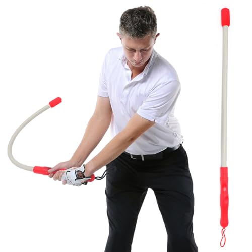 CAITON Golf Schwungtrainer mit Seil, Professionelles Training für Geschwindigkeit, Tempo, Flexibilität, Kraft (rot) von CAITON