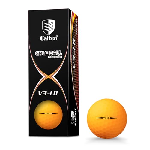 CAITON V3-LD 3-Schicht Matte Farbige Golfbälle – Optimierte Kontrolle & Distanz, Hohe Elastische Schale, Aerodynamisches Design, Geschenkbox Set (3 oder 12 Stück) (Orange) von CAITON