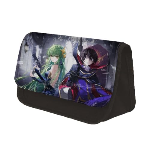 CAIYLAI Code Geass Lelouch of The Rebellion Federmäppchen, Anime, Doppelreißverschluss, großes Fassungsvermögen, Schreibwarentasche, Cartoon-Aufbewahrung, Stifttasche für Teenager, Jungen, Mädchen, von CAIYLAI