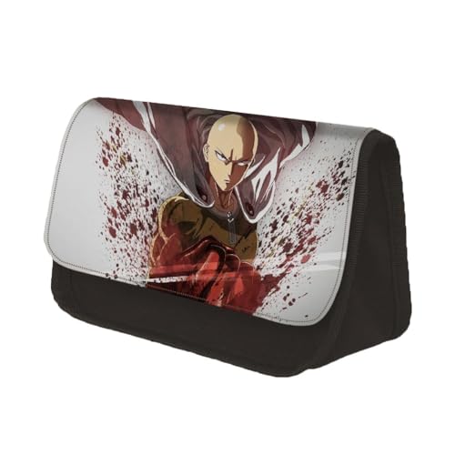 CAIYLAI One Punch Man Federmäppchen, Anime, Saitama, Doppelreißverschluss, großes Fassungsvermögen, Schreibwarentasche, Cartoon-Aufbewahrung, Stifttasche für Teenager, Jungen, Mädchen, Geschenke, Typ von CAIYLAI