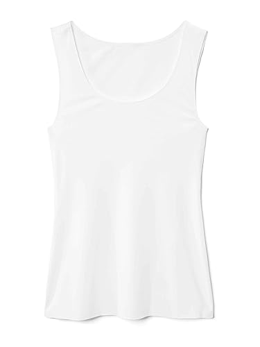 CALIDA Damen Unterhemd Natural Luxe, weißes Tank-Top aus Lyocell und Elastan, nahtlose Abschlüsse mit Rundhalsausschnitt, Größe: 48/50 von CALIDA
