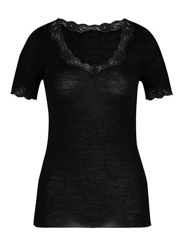 CALIDA Richesse Lace T-Shirt Damen, aus Schurwolle und Seide mit Spitze am Ausschnitt, Feinripp im Rundstrick ohne störenden Seitennähte, temperaturausgleichend von CALIDA