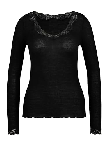 CALIDA Richesse Lace Langarmshirt Damen, aus Schurwolle und Seide, Feinripp, temperaturausgleichend und geruchsneutralisierend von CALIDA