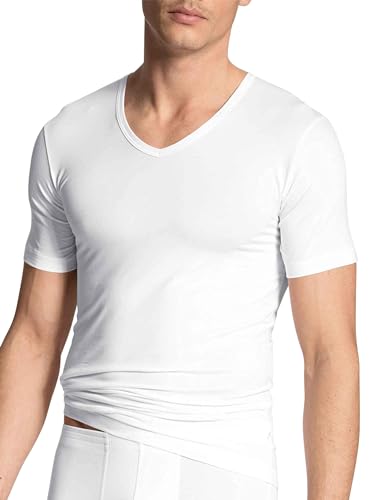 CALIDA Herren Unterhemd Focus, weiß aus Tencel, Baumwolle und Elastan, ausgezeichnete Feuchtigkeitsaufnahme ohne sich feucht anzufühlen, Größe: 46/48 von CALIDA