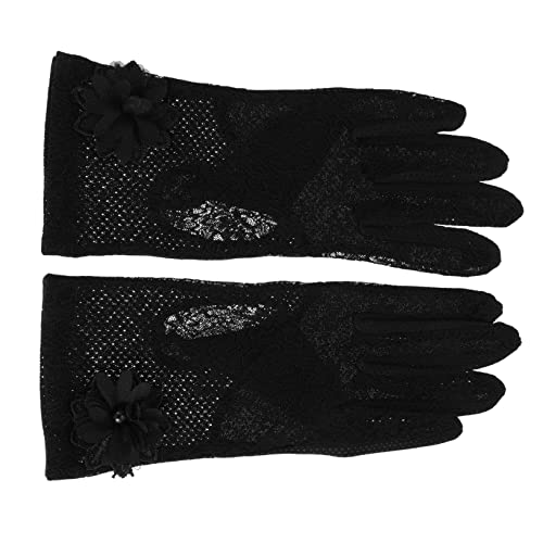 CALLARON 1 Paar Sonnenschutzhandschuhe für Damen Gel Sonnenhandschuhe Damen Punkt Draht lace Gloves Spitzen Handschuhe Fahrradhandschuhe Sonnenschutzhandschuhe für Outdoor-Sportarten Black von CALLARON