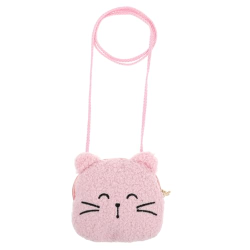 CALLARON Plüsch Umhängetasche Katzengeldbörse Plüschtasche Kuscheltier Geldbörse Katzen Umhängetasche Mini-Rucksack für kleine Mädchen Spielgeldbörse für kleine Mädchen Polyester Rosa von CALLARON