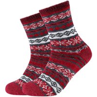 2er Pack camano Cosy Double Layer Winter Crew Socken Damen 3810 - oxblood red 39-42 von CAMANO