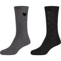 2er Pack camano Soft Hearts Crew Socken Damen 9999 - black 35-38 von CAMANO