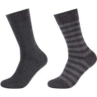 2er Pack camano Soft Stripe Crew Socken Herren 9800 - anthracite melange 43-46 von CAMANO