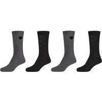 4er Pack camano Soft Hearts Crew Socken Damen 9999 - black 35-38 von CAMANO