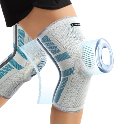 CAMBIVO 2 Stück Kniebandage Damen Männer, Kniestütze mit PMMA-Seitenstabilisatoren und Patella Pad, Bandage Knieschoner für Meniskusriss, Arthritis, ACL, Gelenkschmerzen, Laufen, Volleyball, Sport von CAMBIVO