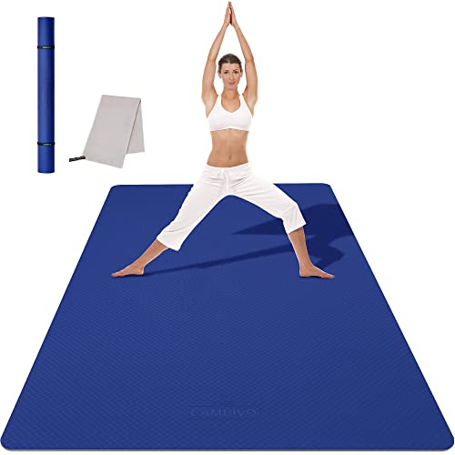 CAMBIVO Yogamatte XXL, Yoga Matte groß 183cm x 122cm x 6mm, Dicke Sportmatte Fitnessmatte rutschfest, TPE Gymnastikmatte Schwarz, Turnmatte Bodenschutzmatte für Pilates, Gym, Zuhause, Workout Blau CAMBIVO Yogamatte XXL, Yoga Matte groß 183cm x 122cm x 6mm, Dicke Sportmatte Fitnessmatte rutschfest, TPE Gymnastikmatte Schwarz, Turnmatte Bodenschutzmatte für Pilates, Gym, Zuhause, Workout Blau von CAMBIVO