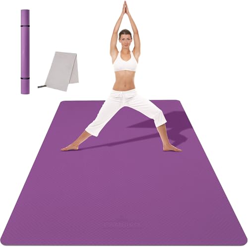 CAMBIVO Yogamatte XXL, Yoga Matte groß 183cm x 122cm x 6mm, Dicke Sportmatte Fitnessmatte rutschfest, TPE Gymnastikmatte Schwarz, Turnmatte Bodenschutzmatte für Pilates, Gym, Zuhause, Workout Lila CAMBIVO Yogamatte XXL, Yoga Matte groß 183cm x 122cm x 6mm, Dicke Sportmatte Fitnessmatte rutschfest, TPE Gymnastikmatte Schwarz, Turnmatte Bodenschutzmatte für Pilates, Gym, Zuhause, Workout Lila von CAMBIVO