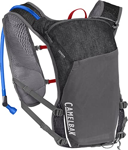 CAMELBAK Unisex-Adult Damen Zephyr Trinkweste 12L mit 2L/64oz Trinkblase Laufweste, Heather Grey/Racing von CAMELBAK