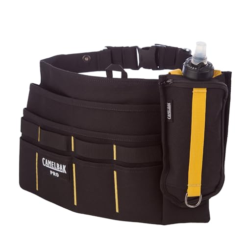 CamelBak Professioneller Werkzeuggürtel mit mehreren Taschen, robuster 1200D-Poly-Leinen-Werkzeuggürtel mit verstellbarem Gurt und Clip, Schwarz, 4 Taschen von CAMELBAK