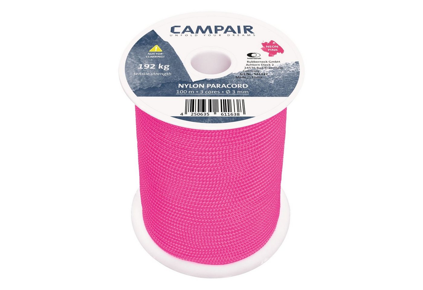 CAMPAIR 100m Paracord Seil aus reißfestem Nylon 425 Type II 3mm Max. 192 kg Abspannleine von CAMPAIR