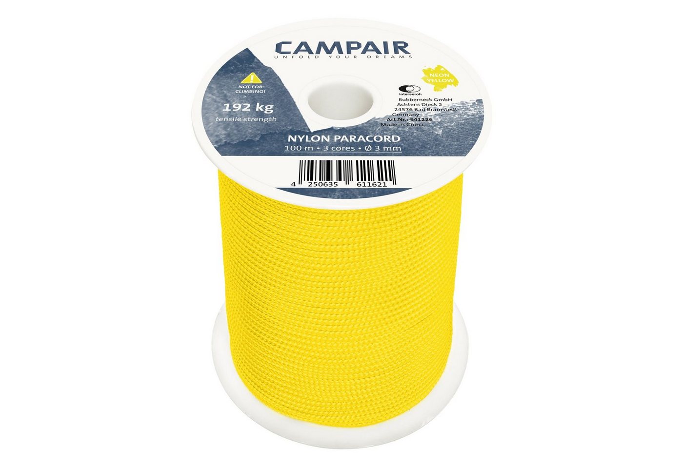 CAMPAIR 100m Paracord Seil aus reißfestem Nylon 425 Type II 3mm Max. 192 kg Abspannleine von CAMPAIR