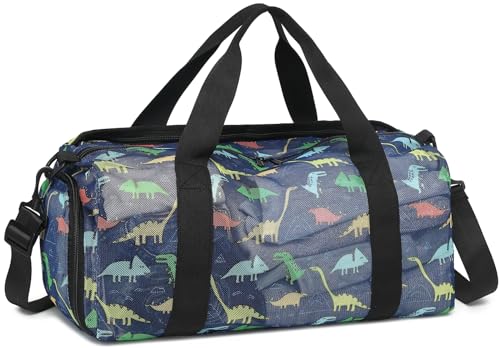 CAMTOP Netz-Reisetasche für Kinder, klein, Übernachtung, Wochenendübernachtung, Handgepäck, Tanz, Sporttasche mit Schuh- und Nassfach für Schwimmen, Strand, Camping, Reisen, Marineblauer Dinosaurier, CAMTOP Netz-Reisetasche für Kinder, klein, Übernachtung, Wochenendübernachtung, Handgepäck, Tanz, Sporttasche mit Schuh- und Nassfach für Schwimmen, Strand, Camping, Reisen, Marineblauer Dinosaurier, von CAMTOP