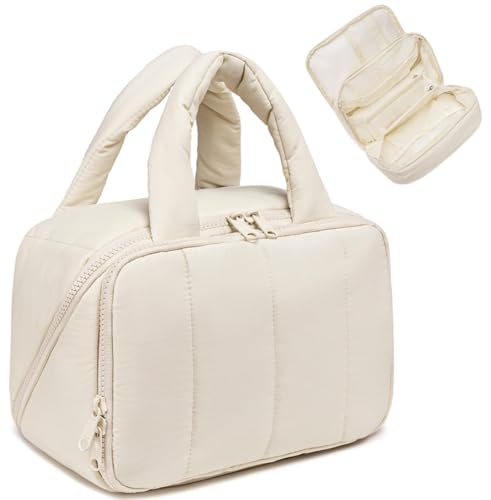 CAMTOP Reise-Kulturbeutel für Damen, Reise-Kulturbeutel, leicht, groß, weit geöffnet, Make-up-Tasche, großes Fassungsvermögen, Kosmetiktasche, Puffy für wichtige Dinge, Beige, Large, modisch CAMTOP Reise-Kulturbeutel für Damen, Reise-Kulturbeutel, leicht, groß, weit geöffnet, Make-up-Tasche, großes Fassungsvermögen, Kosmetiktasche, Puffy für wichtige Dinge, Beige, Large, modisch von CAMTOP