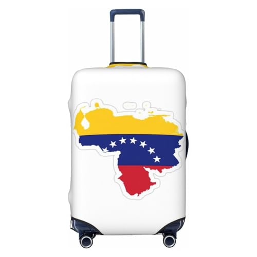 Reisegepäckhülle mit Venezuela-Flagge, Kartendruck, Kofferabdeckung, waschbar, kratzfest, Schwarz , L von CAMUO