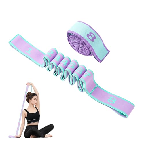 Yoga Stretching Band 2 Stück, Stretching Strap mit 9 Schleifen, Yoga Stretchriem, Fitness Stretchband, Hochelastischer Gymnastikband, für Pilates, Tanz, Gymnastik, Effektives Dehnung von CANCYCC