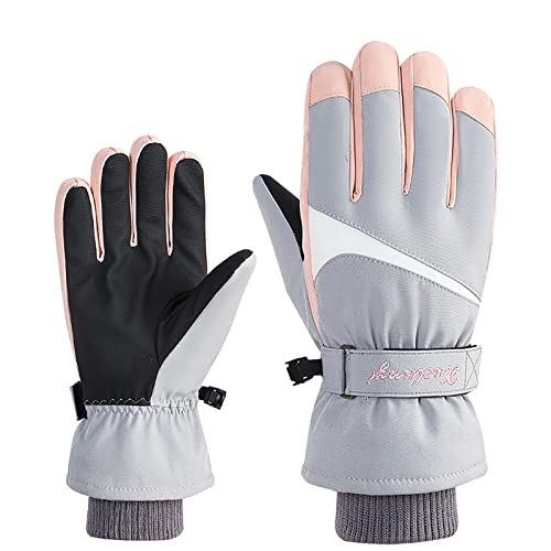 CAOQAO Winddichte Winterhandschuhe für Thinsulate, Thermo-Handschuhe, Bildschirm, warme Handschuhe zum Skifahren, Radfahren, Motorrad, Laufen, Outdoor-Sport, Fleece-Mütze (Grau, Einheitsgröße) von CAOQAO