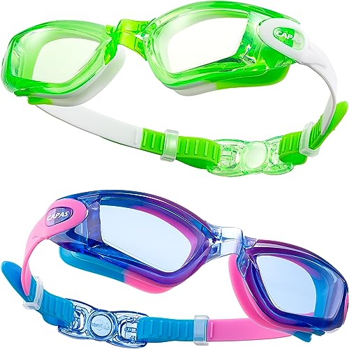 CAPAS Schwimmbrille Kinder, 2er Pack Wasserdicht Anti-Beschlag Anti-UV Wasser Pool Schwimmen Klasse Brillen für Jungen Mädchen von 4–12 Jahren (Gummies Candy Series #01) von CAPAS