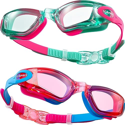 CAPAS Schwimmbrille Kinder, 2er Pack Wasserdicht Anti-Beschlag Anti-UV Wasser Pool Schwimmen Klasse Brillen für Jungen Mädchen von 4–12 Jahren (Gummies Candy Series #02) von CAPAS