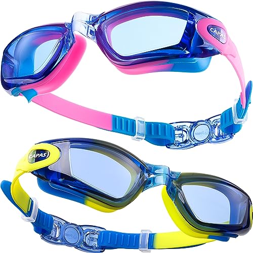 CAPAS Schwimmbrille Kinder, 2er Pack Wasserdicht Anti-Beschlag Anti-UV Wasser Pool Schwimmen Klasse Brillen für Jungen Mädchen von 4–12 Jahren (Gummies Candy Series #07) von CAPAS