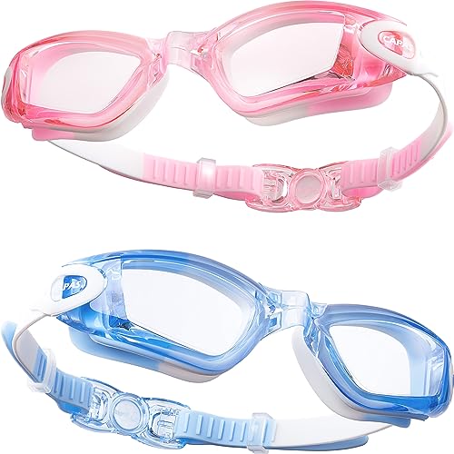 CAPAS Schwimmbrille Kinder, 2er Pack Wasserdicht Anti-Beschlag Anti-UV Wasser Pool Schwimmen Klasse Brillen für Jungen Mädchen von 4–12 Jahren (Marshmallows Series #02) von CAPAS