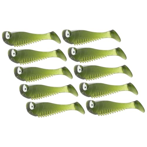 CAPASTEC 10 Stück Paddle Tail Swimbaits, 1,2g PVC Angelköder für Bassangeln, 5,5cm Köder Schwimmer für Salz- und Süßwasser, Tiefgrün von CAPASTEC