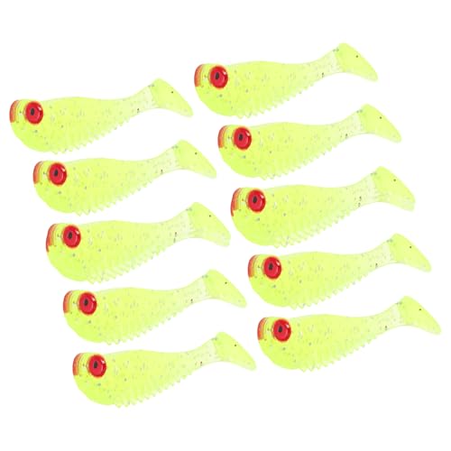 CAPASTEC 10 Stück Paddle Tail Swimbaits, 2,8g PVC Angelköder für Bassangeln, 7cm Köder Schwimmer für Salz- und Süßwasser, Zitronengelb von CAPASTEC