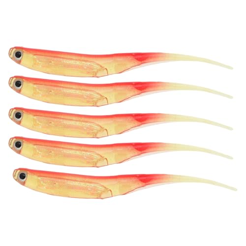 CAPASTEC 5 Stück Paddle Tail Swimbaits, 2,7g PVC Angelköder für Bassangeln, 9,2cm Köder Schwimmer für Salz- und Süßwasser, Orange von CAPASTEC