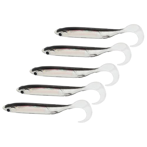 CAPASTEC 5 Stück Paddle Tail Swimbaits, 2g PVC Angelköder für Bassangeln, 7,2 cm Köder Schwimmer für Salz- und Süßwasser, Schwarz von CAPASTEC