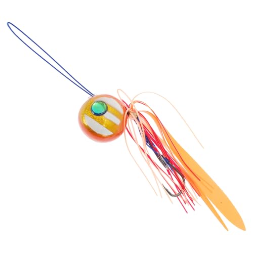 CAPASTEC Angeln Teaser, 100g Rockenschwanzköder, Augapfel-förmige Angelköder, Flunder-Rig Bucktail Teaser, Flunder Seebarsch Angelteaser, Goldton Orange von CAPASTEC