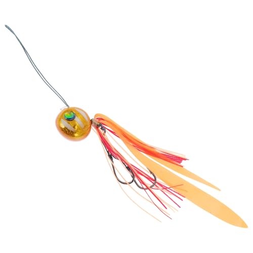 CAPASTEC Angeln Teaser, 180g Rockenschwanzköder, Augapfel-förmige Angelköder, Flunder-Rig Bucktail Teaser, Flunder Seebarsch Angel-Teaser, Goldton Orange von CAPASTEC