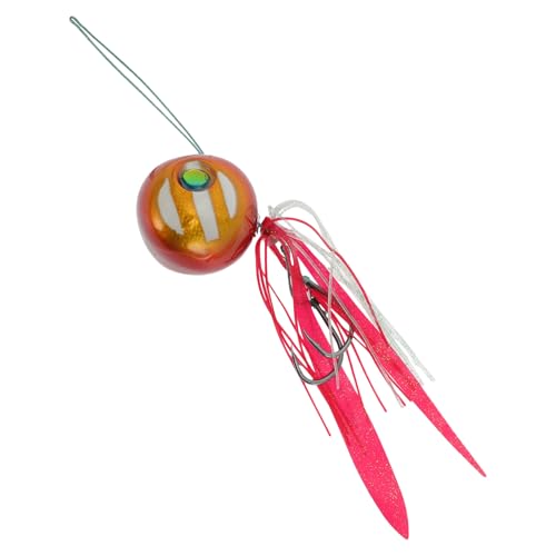 CAPASTEC Angeln Teaser, 180g Rockenschwanzköder, Augapfel-förmige Angelköder, Flunder-Rig Bucktail Teaser, Flunder Seebarsch Angelteaser, Rot-Gold-Ton von CAPASTEC